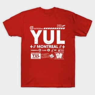 Vintage Montreal YUL Airport Code Travel Day Retro Travel Tag Canada B T-Shirt